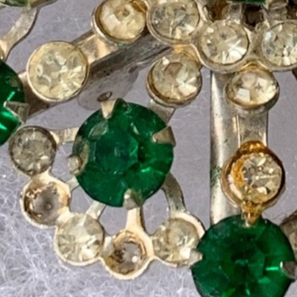 Vintage Emerald Rhinestone Brooch - Picture 9 of 9